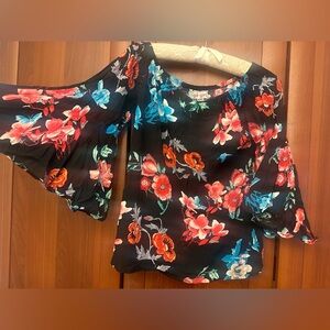 🌦️Come Clean Closet Sale🌦️ Floral Black Blouse with Bell Sleeves from Australia